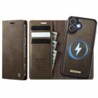 For iPhone 16 CaseMe C49 MagSafe RFID Blocking Detachable Wallet Leather Phone Case(Coffee) - 1