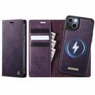For iPhone 15 CaseMe C49 MagSafe RFID Blocking Detachable Wallet Leather Phone Case(Purple) - 1