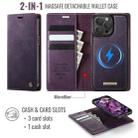 For iPhone 15 Pro Max CaseMe C49 MagSafe RFID Blocking Detachable Wallet Leather Phone Case(Purple) - 2