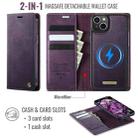 For iPhone 14 CaseMe C49 MagSafe RFID Blocking Detachable Wallet Leather Phone Case(Purple) - 2