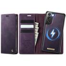 For Samsung Galaxy S21 5G CaseMe C49 Magnetic RFID Blocking Detachable Wallet Leather Phone Case(Purple) - 1
