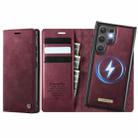 For Samsung Galaxy S22 Ultra 5G CaseMe C49 Magnetic RFID Blocking Detachable Wallet Leather Phone Case(Red) - 1