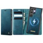 For Samsung Galaxy S22 Ultra 5G CaseMe C49 Magnetic RFID Blocking Detachable Wallet Leather Phone Case(Green) - 1