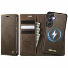 For Samsung Galaxy S23 FE 5G CaseMe C49 Magnetic RFID Blocking Detachable Wallet Leather Phone Case(Coffee) - 1