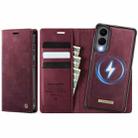 For Samsung Galaxy S25 Edge 5G CaseMe C49 Magnetic RFID Blocking Detachable Wallet Leather Phone Case(Red) - 1