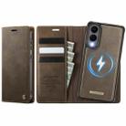 For Samsung Galaxy S25 Edge 5G CaseMe C49 Magnetic RFID Blocking Detachable Wallet Leather Phone Case(Coffee) - 1