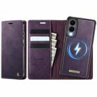 For Samsung Galaxy S25 Edge 5G CaseMe C49 Magnetic RFID Blocking Detachable Wallet Leather Phone Case(Purple) - 1