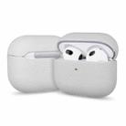 For AirPods 2 / 1 Litchi Grain Genuine Leather Earbuds Protective Case(Gray White) - 1