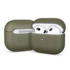 For AirPods 2 / 1 Litchi Grain Genuine Leather Earbuds Protective Case(Army Green) - 1