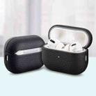For AirPods Pro 2 Litchi Grain Genuine Leather Earbuds Protective Case(Black) - 1