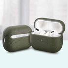 For AirPods Pro 2 Litchi Grain Genuine Leather Earbuds Protective Case(Army Green) - 1