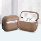 For AirPods Pro 2 Litchi Grain Genuine Leather Earbuds Protective Case(Khaki) - 1