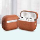 For AirPods Pro 2 Litchi Grain Genuine Leather Earbuds Protective Case(Brown) - 1