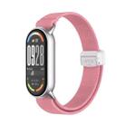 For Xiaomi Smart Band 10 / 9 / 8 Metal Head Magnetic Plastic Buckle Elastic Nylon Watch Band(Bright Pink) - 1