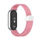 For Xiaomi Smart Band 10 / 9 / 8 Metal Head Magnetic Plastic Buckle Elastic Nylon Watch Band(Bright Pink) - 2