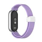 For Xiaomi Smart Band 10 / 9 / 8 Metal Head Magnetic Plastic Buckle Elastic Nylon Watch Band(Lavender) - 2