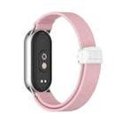 For Xiaomi Smart Band 10 / 9 / 8 Metal Head Magnetic Plastic Buckle Elastic Nylon Watch Band(Pearl Pink) - 2