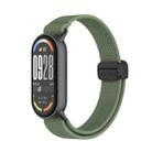 For Xiaomi Smart Band 10 / 9 / 8 Metal Head Magnetic Plastic Buckle Elastic Nylon Watch Band(Dark Green) - 1