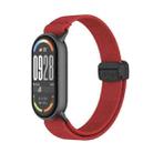 For Xiaomi Smart Band 10 / 9 / 8 Metal Head Magnetic Plastic Buckle Elastic Nylon Watch Band(Red) - 1