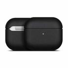 For AirPods Pro 2 Full-grain Genuine Leather Earbuds Protective Case(Black) - 2