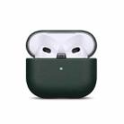 For AirPods Pro Full-grain Genuine Leather Earbuds Protective Case(Fir Green) - 1