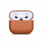 For AirPods 3 Full-grain Genuine Leather Earbuds Protective Case(Brown) - 1