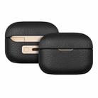 For  Sony LinkBuds S Litchi Print Genuine Leather Bluetooth Headset Protective Case(Black) - 1