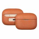 For  Sony LinkBuds S Litchi Print Genuine Leather Bluetooth Headset Protective Case(Brown) - 1