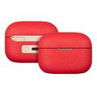 For  Sony LinkBuds S Litchi Print Genuine Leather Bluetooth Headset Protective Case(Red) - 1