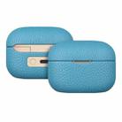 For  Sony LinkBuds S Litchi Print Genuine Leather Bluetooth Headset Protective Case(Blue) - 1