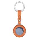 For Airtag Genuine Leather Shockproof Anti-scratch Protective Case Cover with Keychain(Orange) - 1