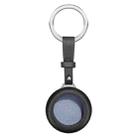 For Airtag Genuine Leather Shockproof Anti-scratch Protective Case Cover with Keychain(Black) - 1
