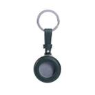 For Airtag Genuine Leather Shockproof Anti-scratch Protective Case Cover with Keychain(Dark green) - 1