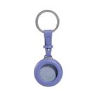For Airtag Genuine Leather Shockproof Anti-scratch Protective Case Cover with Keychain(Light Purple) - 1