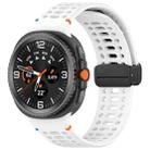 For Samsung Galaxy Watch8 40 / 44mm Magnetic Black Buckle Breathable Stitched Silicone Watch Band(White) - 1