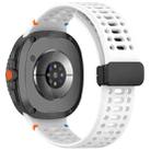 For Samsung Galaxy Watch8 40 / 44mm Magnetic Black Buckle Breathable Stitched Silicone Watch Band(White) - 2