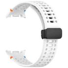 For Samsung Galaxy Watch8 40 / 44mm Magnetic Black Buckle Breathable Stitched Silicone Watch Band(White) - 3