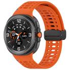 For Samsung Galaxy Watch8 40 / 44mm Magnetic Black Buckle Breathable Stitched Silicone Watch Band(Orange) - 1