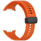 For Samsung Galaxy Watch8 40 / 44mm Magnetic Black Buckle Breathable Stitched Silicone Watch Band(Orange) - 3