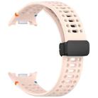 For Samsung Galaxy Watch8 40 / 44mm Magnetic Black Buckle Breathable Stitched Silicone Watch Band(Pink) - 3