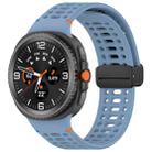 For Samsung Galaxy Watch8 40 / 44mm Magnetic Black Buckle Breathable Stitched Silicone Watch Band(Blue) - 1