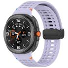 For Samsung Galaxy Watch8 40 / 44mm Magnetic Black Buckle Breathable Stitched Silicone Watch Band(Purple) - 1