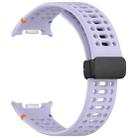 For Samsung Galaxy Watch8 40 / 44mm Magnetic Black Buckle Breathable Stitched Silicone Watch Band(Purple) - 3