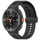 For Samsung Galaxy Watch8 40 / 44mm Magnetic Black Buckle Breathable Stitched Silicone Watch Band(Black) - 1