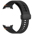 For Samsung Galaxy Watch8 40 / 44mm Magnetic Black Buckle Breathable Stitched Silicone Watch Band(Black) - 3