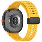 For Samsung Galaxy Watch8 40 / 44mm Magnetic Black Buckle Breathable Stitched Silicone Watch Band(Yellow) - 2