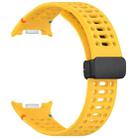 For Samsung Galaxy Watch8 40 / 44mm Magnetic Black Buckle Breathable Stitched Silicone Watch Band(Yellow) - 3