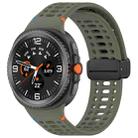 For Samsung Galaxy Watch8 40 / 44mm Magnetic Black Buckle Breathable Stitched Silicone Watch Band(Green) - 1