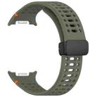 For Samsung Galaxy Watch8 40 / 44mm Magnetic Black Buckle Breathable Stitched Silicone Watch Band(Green) - 3