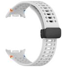 For Samsung Galaxy Watch8 40 / 44mm Magnetic Black Buckle Breathable Stitched Silicone Watch Band(Light Gray) - 3